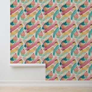 Papier Peint Festive Cupcake & Brushstroke Celebration Motif