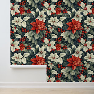 Papier Peint Fête Poinsettia Fleur Noël Fête Florale