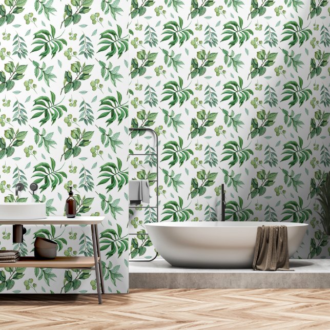 Papier Peint Feuillage feuillage feuillage vert forêt bois vert (Salle de bain)