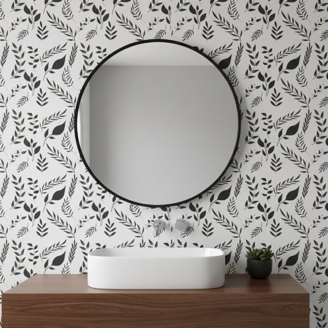 Papier Peint Feuille botanique moderne Motif blanc (Créateur téléchargé)