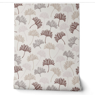 Papier Peint Feuille de Ginkgo et éventail minimalistes dessiné