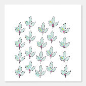 Papier Peint Feuille Pâle Aqua Avec Fleurs (Recto)
