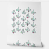 Papier Peint Feuille Pâle Aqua Avec Fleurs (Déroulement)