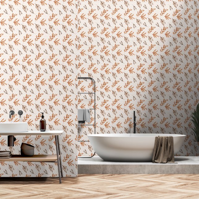 Papier Peint Feuilles d'automne Brown (Salle de bain)