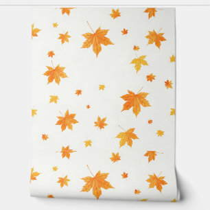 Papier Peint Feuilles d'automne chaudes Aquarelle Érable et chê