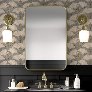 Papier Peint Feuilles de Ginkgo Dorées sur Fond Bleu Texturé