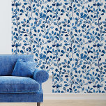 Papier Peint Feuilles de la vigne d'aquarelle bleue<br><div class="desc">Cette conception peut être personnalisée en choisissant l'option Modifier la conception. Vous pouvez également transférer sur d'autres objets. Contactez-moi à l'adresse colorflowcreations@gmail.com ou utilisez l'option conversation en haut de la page si vous souhaitez avoir cette conception sur un autre produit ou si vous avez besoin d'aide pour cette conception. Je...</div>