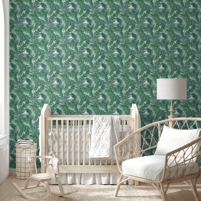 Papier Peint Feuilles de palmier tropical vert (Enfants)