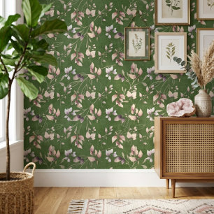 Papier Peint Feuilles De Pierre Roses Et Dorées Élégantes Sur F