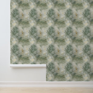Papier Peint Feuilles Tropical Cream Green Gold