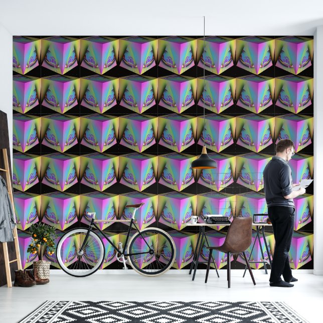 Papier Peint Fille assise dans un cube pyramidal (Salon)