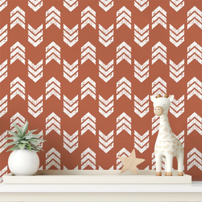 Papier Peint Flèche Chevron en Terracotta (Créateur téléchargé)
