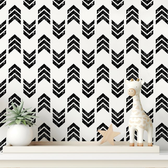 Papier Peint Flèche Chevron Noir et Blanc (Créateur téléchargé)