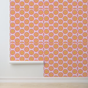 Papier Peint Fleur Botanique Rose Et Jaune