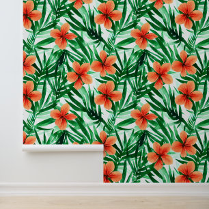 Papier Peint Fleur côtière Hibiscus hawaïen fleurs tropicales
