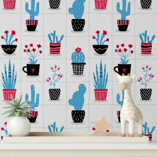 Papier Peint Fleur de cactus mignonne à décoller et coller