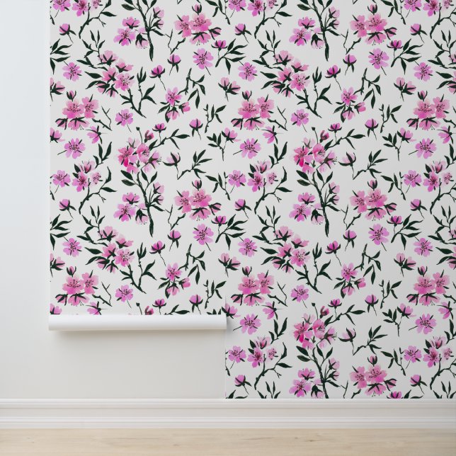 Papier Peint Fleur de cerisier blanc sur blanc (Application)