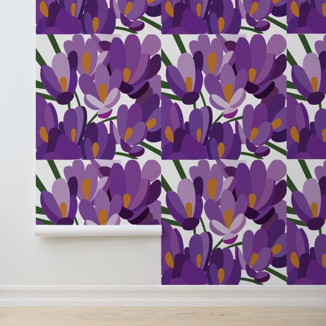 Papier Peint Fleur de Crocus Violet (Application)