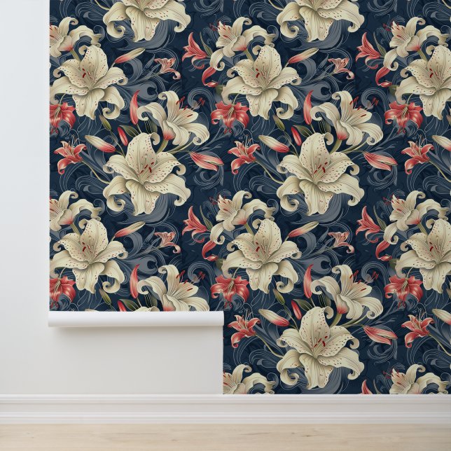 Papier Peint Fleur de lys de pêche et de crème (Application)