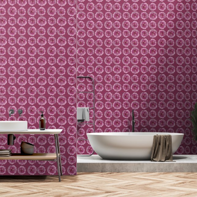 Papier Peint Fleur de pivoine rose (Salle de bain)