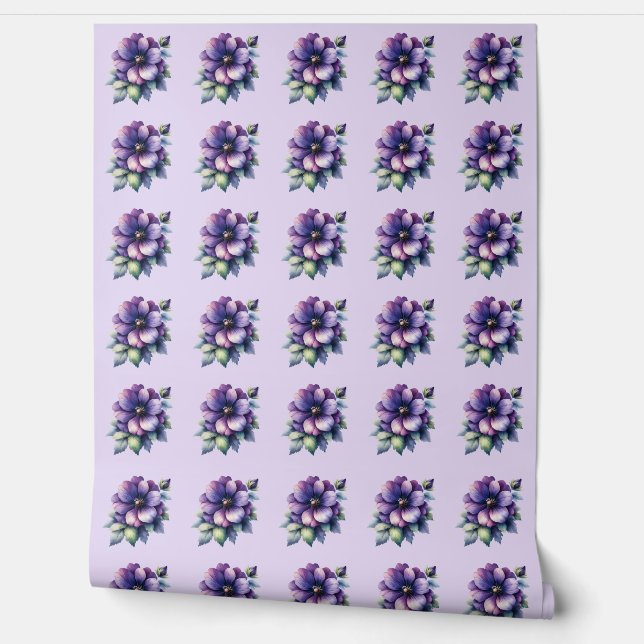 Papier Peint Fleur de Violet Vintage  (Déroulement)