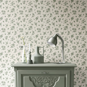 Papier Peint Fleur Ditsy Florale Neutre Beige Sage Cottagecore