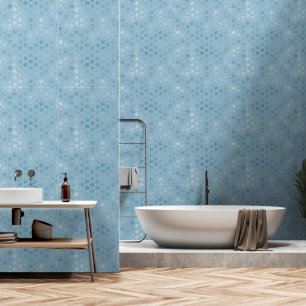 Papier Peint Fleur métallique bleue