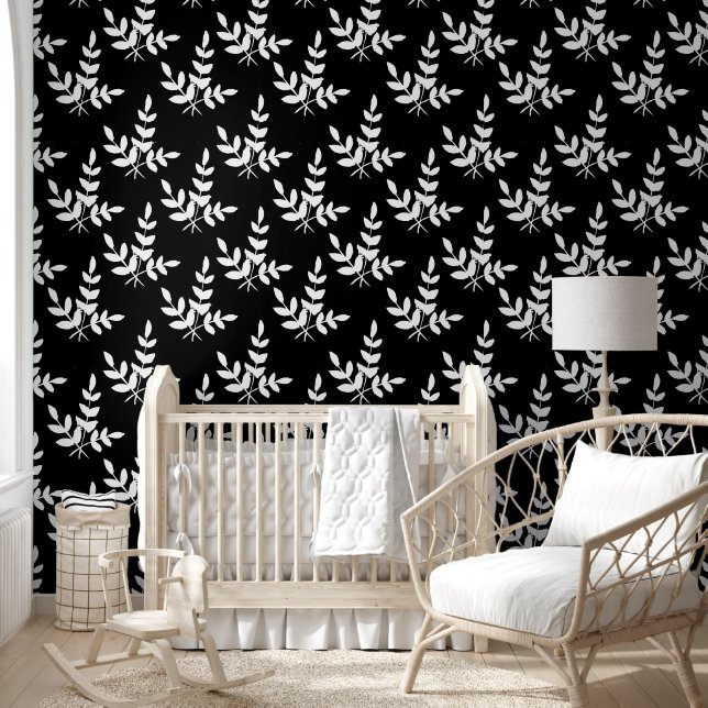 Papier Peint Fleur noir et blanc (Enfants)