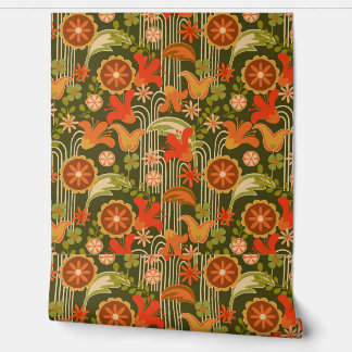 Papier Peint Fleur rétro - 