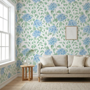 Papier Peint Fleur sauvage aquarelle bleu vert
