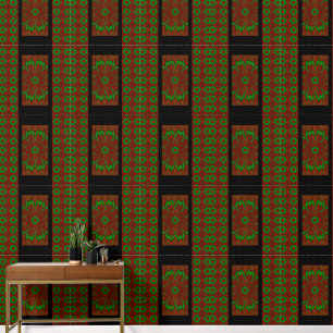 Papier Peint Fleur sauvage vert en rouge