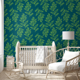 Papier Peint Fleur vert clair Botanique Vert Backgrou Floral