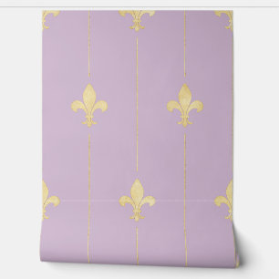 Papier Peint Fleur vintage d'or de Lis Lilac