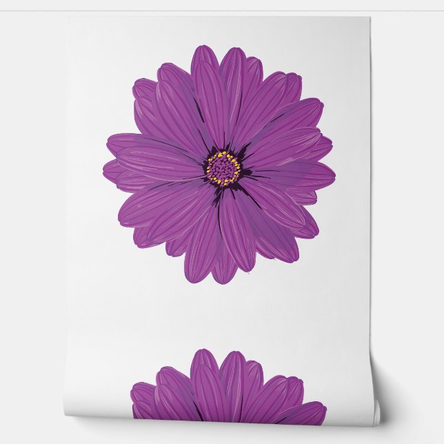 Papier Peint Fleur violette aquarelle (Déroulement)