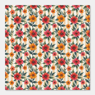 Papier Peint Fleurs aux couleurs du coucher du soleil et rayure