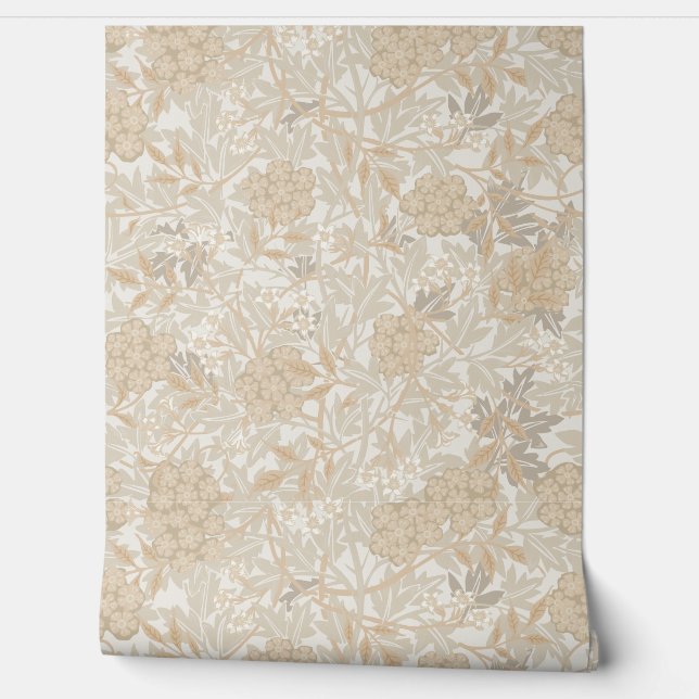 Papier Peint Fleurs beiges et baies de William Morris (Déroulement)