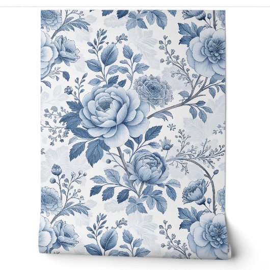 Papier Peint fleurs bleues vintage (Déroulement)