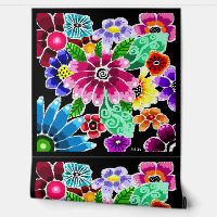 Fleurs d'art folklorique génoise multicolore