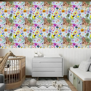 Papier Peint Fleurs de Champignon Dragon Fantastique Vert Capri