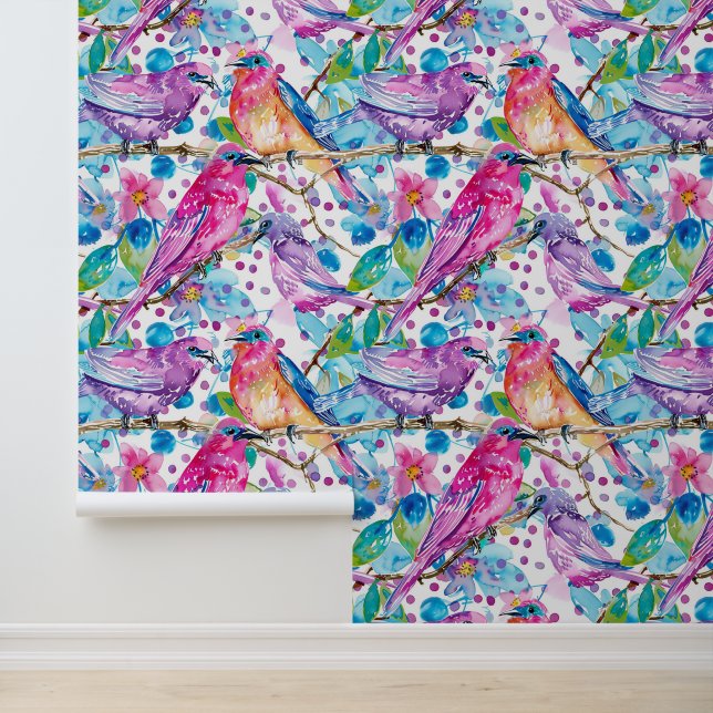 Papier Peint Fleurs de chants d'oiseaux (Application)