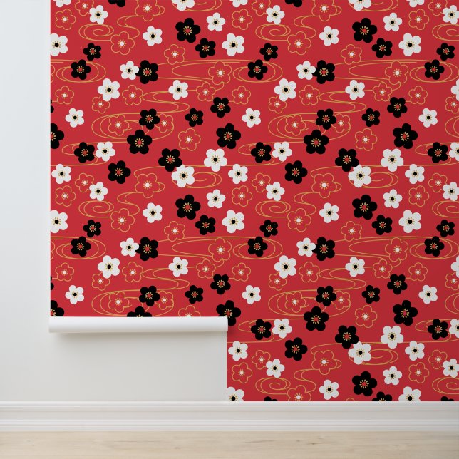 Papier Peint Fleurs de fleurs de cerisier rouge Sakura japonais (Application)