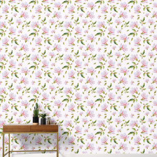 Papier Peint Fleurs de Magnolia rose Aquarelle