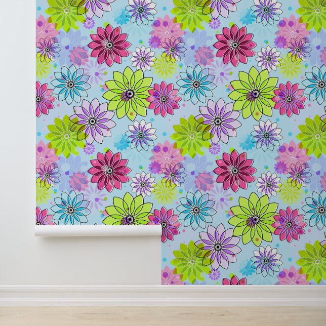 Papier Peint Fleurs de marais colorées Design (Application)