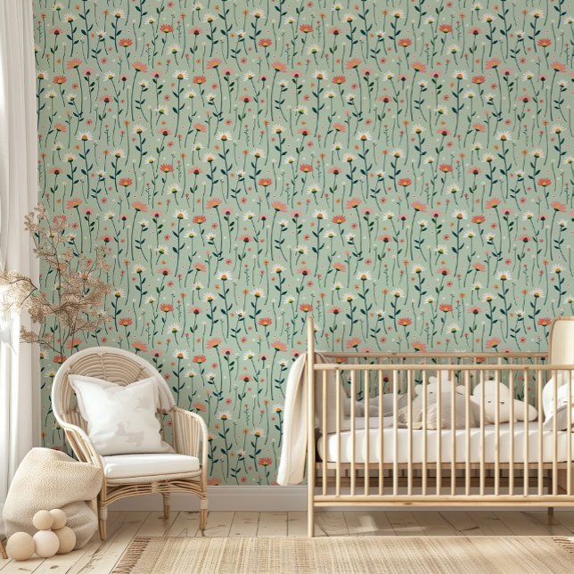 Papier Peint Fleurs de marguerite à la menuiserie de Whimsical  (Créateur téléchargé)