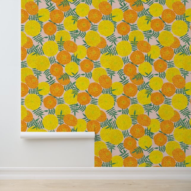 Papier Peint Fleurs de Marigold peintes (Application)
