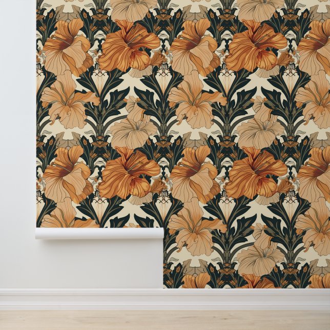 Papier Peint Fleurs de Pêche Art Nouveau (Application)