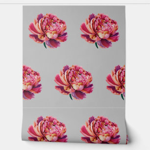 Papier Peint Fleurs de pivoine sur Arrière - plan gris clair se