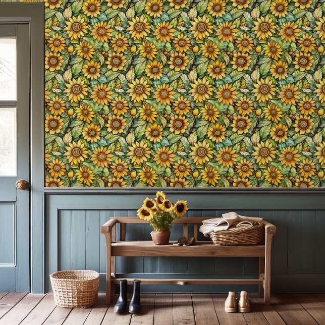 Papier Peint Fleurs de soleil Folkart (Créateur téléchargé)
