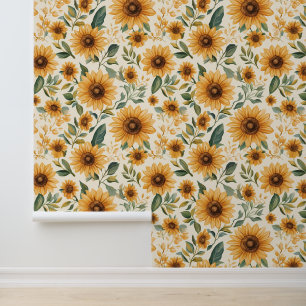Papier Peint Fleurs de soleil jaunes florales