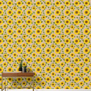 Papier Peint Fleurs de soleil sur Burlap